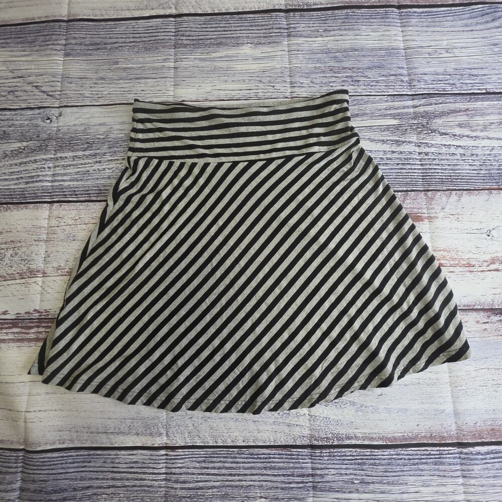 H&M Womens Striped Stretch Preppy Flare Midi A-Line Skirt Size 10